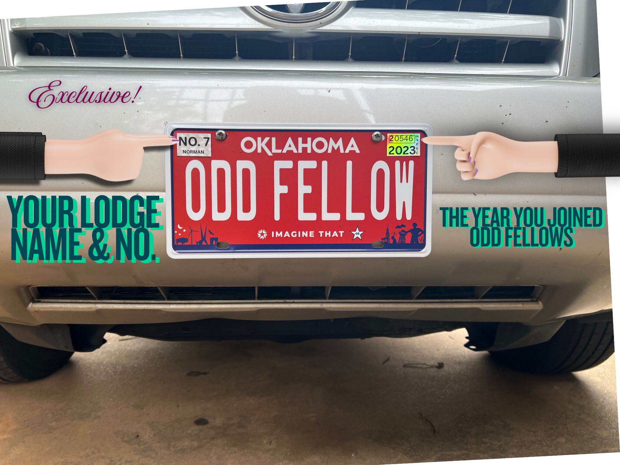 Exclusive! Personalized ODD FELLOWS License Plate (Oklahoma)
